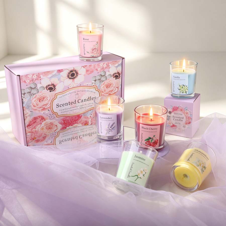 아로마테라피 향초 선물 세트 6가지 다른 향의 유리병  - Home Fragrance Usa 리뷰 및 가격